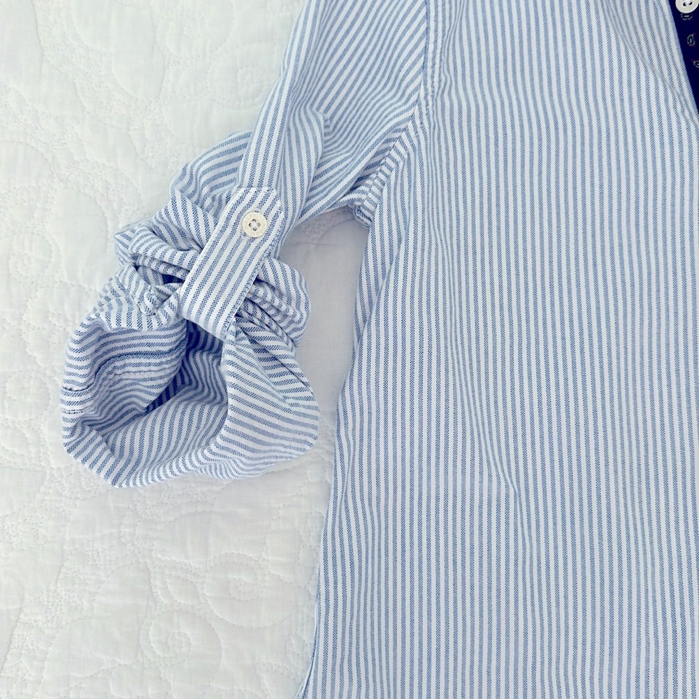 Ralph Lauren Girls Blue White Striped Cotton Oxford Shirtdress Size 8 Dress - Picture 5 of 5